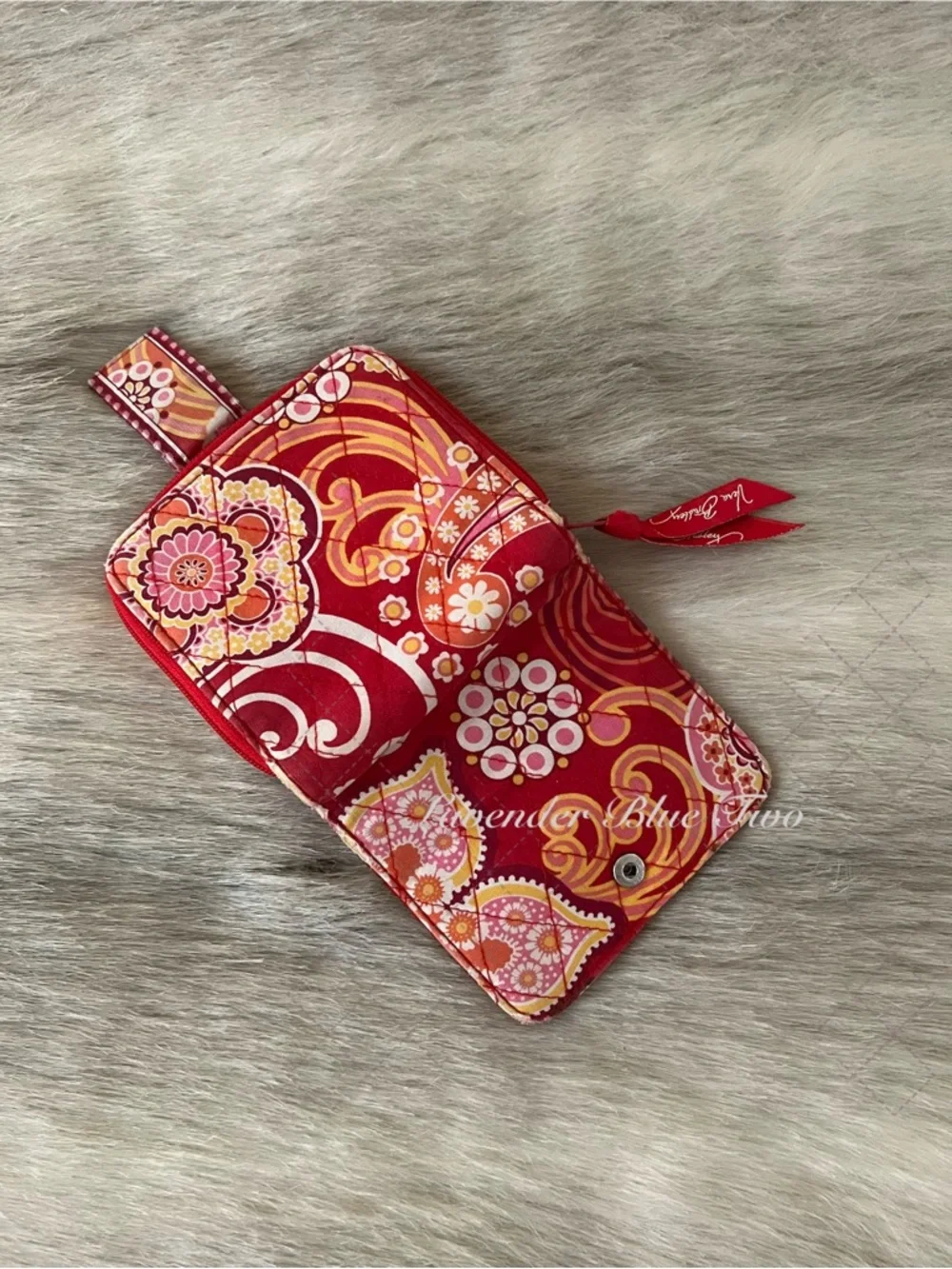 Vintage VERA BRADEY Raspberry Fizz Mini Zip Wallet Orange Red Y2K Floral Snap - Picture 11 of 12